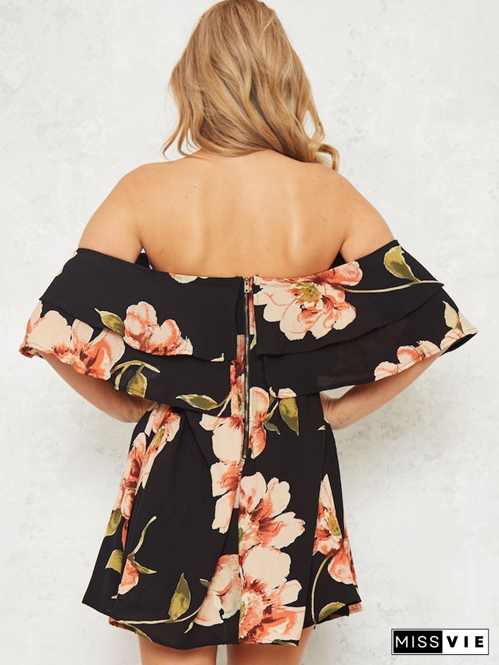 Floral Off Shoulder Backless Dress