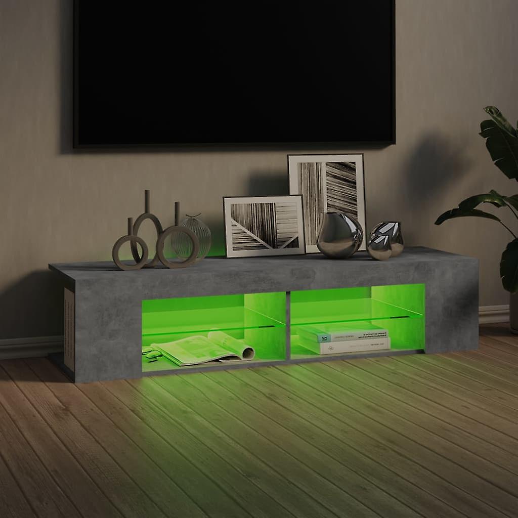 Tv Cabinet With Led Lights Concrete Grey 135x39x30 Cm