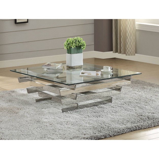 Salonius Coffee Table Clear Glass Sliver Acme Furniture