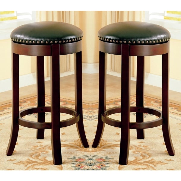 Wilmington Swivel Bar Stools with Nailhead Trim (Set of 2)