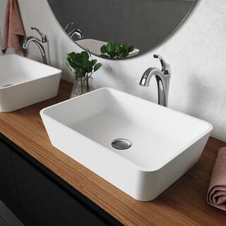 KRAUS Natura Rectangle Solid Surface Vessel Sink in White KSV-2MW