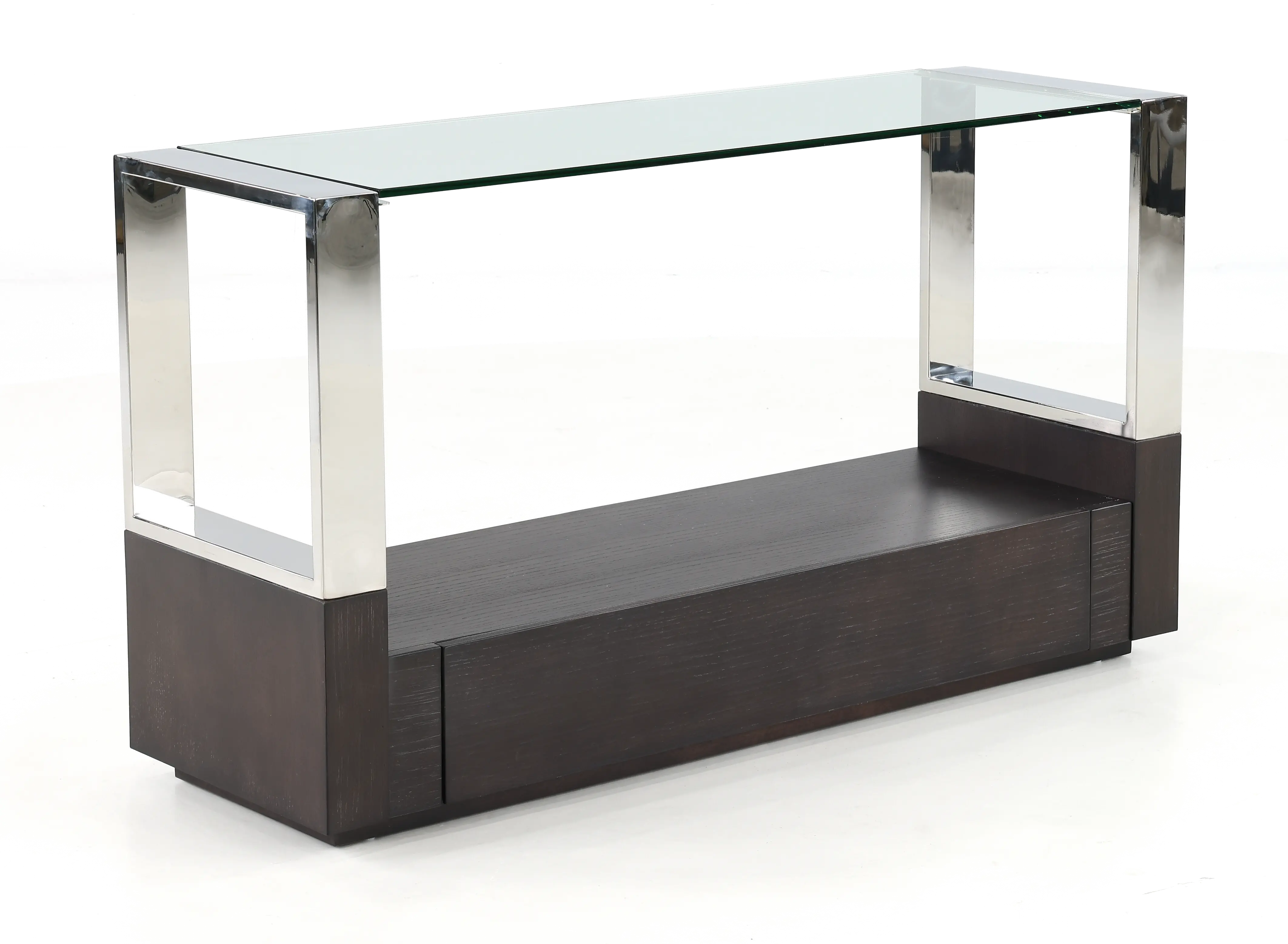 Revere Graphite and Chrome Glass Top Sofa Table