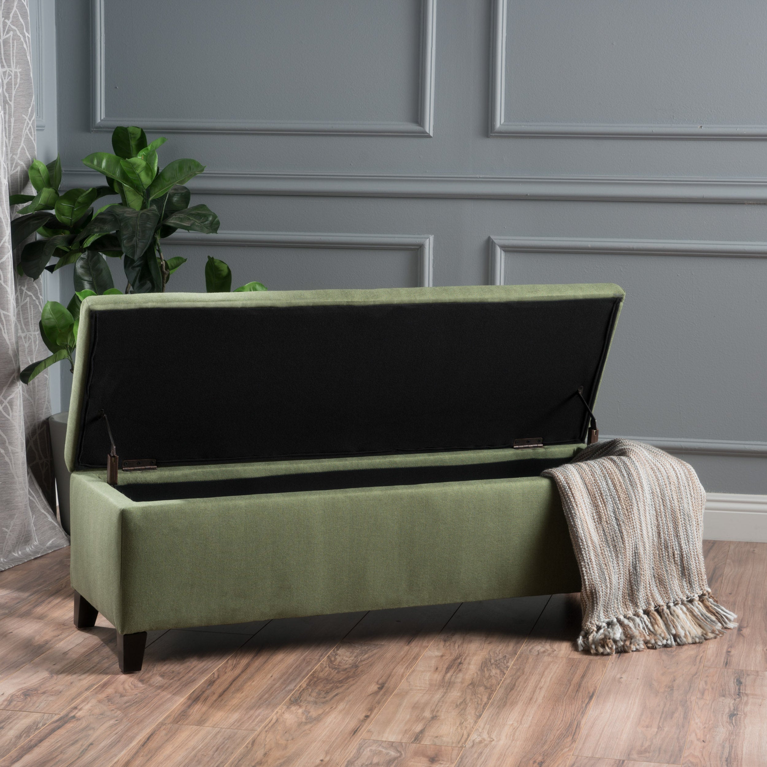 Clor Fabric Rectangle Storage Ottoman Bench