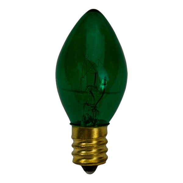 Set of 4 Green C7 Transparent Christmas Replacement Bulbs