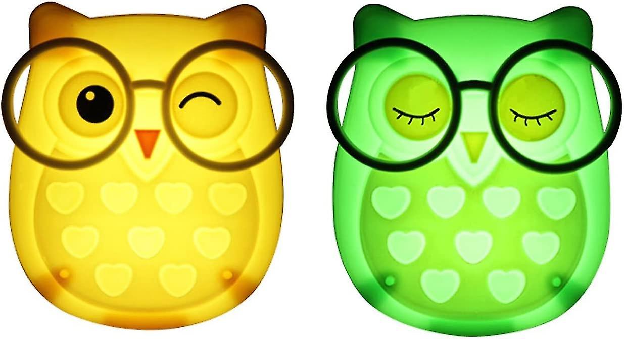 Wabjtam 2 Pieces Owl Led Plug Kids Night Light - Wall Light Take Good Care Kids Sleep Light Sensor Automatic Control Night Light For Baby Nursing(yell