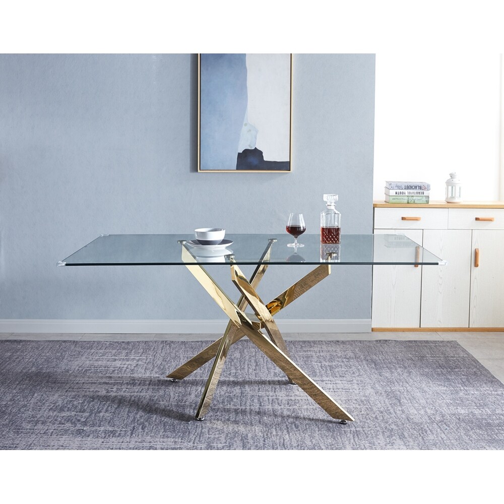 Rectangular Tempered Glass Dining Table  Modern Dining Room Interior Design  For 6 People