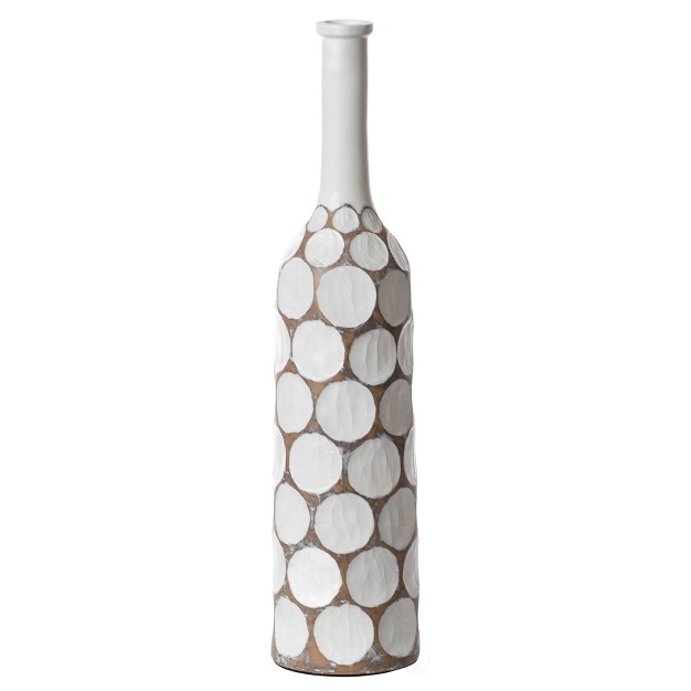 Uniquewise Decorative Contemporary Floor Vase White Carved Divot Bubble Design With Tall Neck