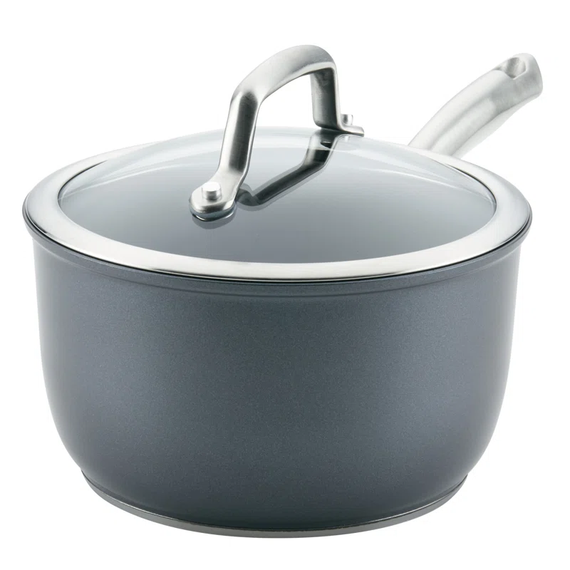 Anolon 81134 Accolade Forged Hard Anodized Nonstick Sauce Pan / Saucepan with Lid， 2.5 Quart - Moonstone Gray