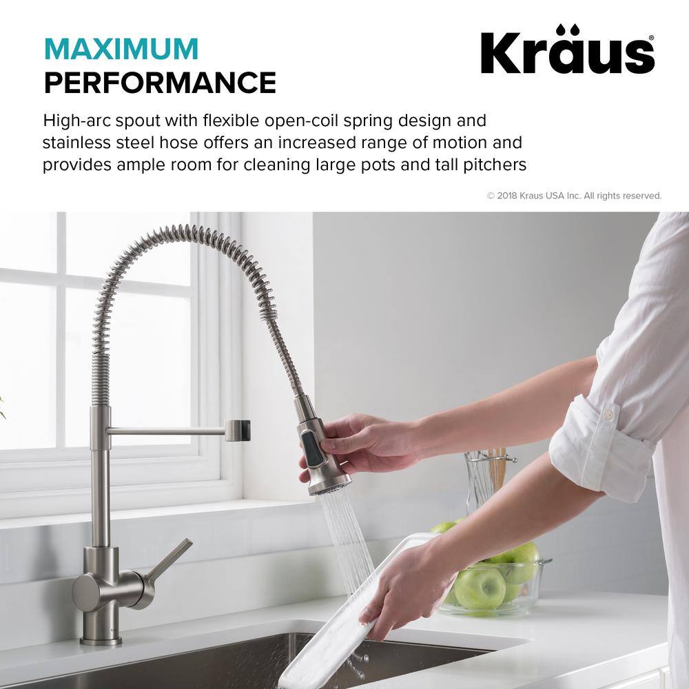 KRAUS Britt Single-Handle Pull Down Kitchen Faucet with Dual Function Sprayer in Brushed GoldMatte Black KPF-1690BGMB