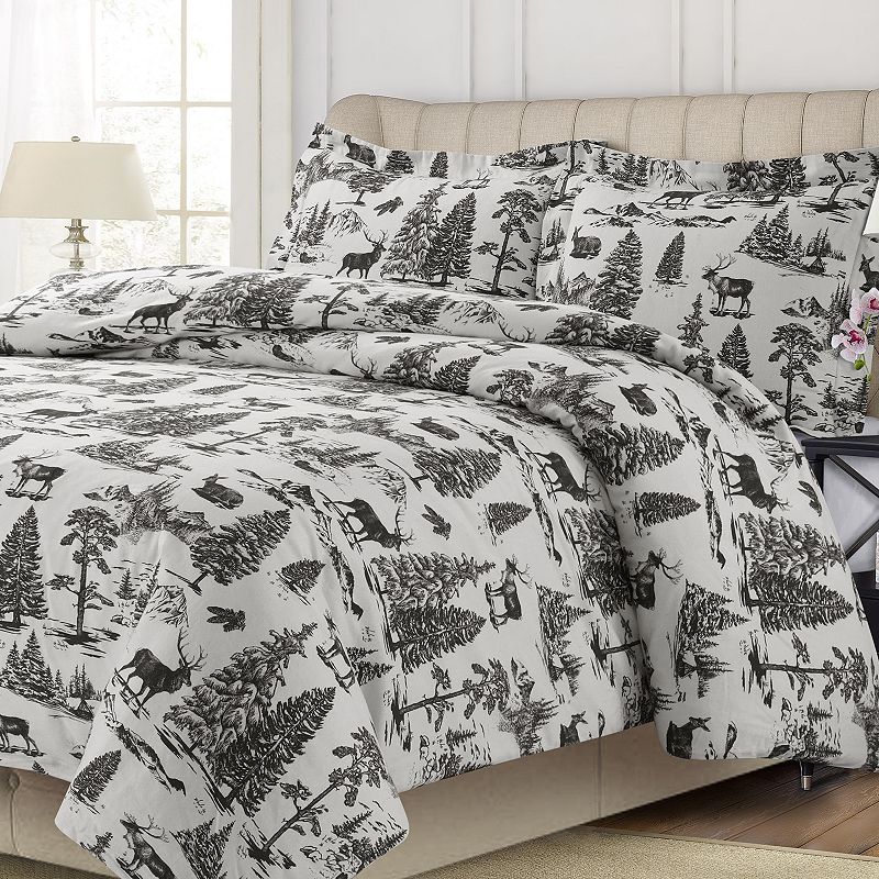 Printed Flannel 3-piece Duvet Cover Set