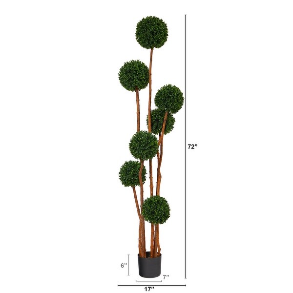 6' Boxwood Ball Topiary with Natural Trunk UV Resistant