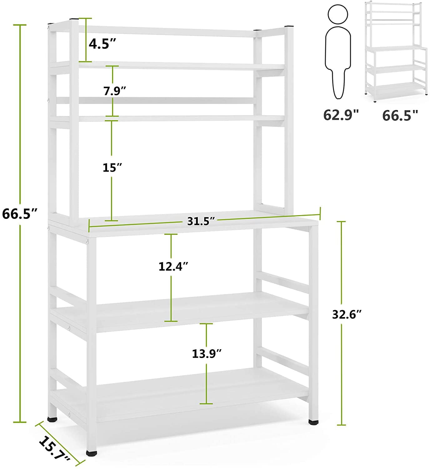 Tribesigns Kitchen Bakers Rack with Storage，5-Tier Microwave Oven Stand Kitchen Cart Utility Shelf