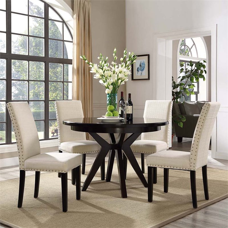 Modway Parcel 19.5 quotPolyester Fabric Dining Side Chair in Beige (Set of 2)   Transitional   Dining Chairs   by Homesquare  Houzz