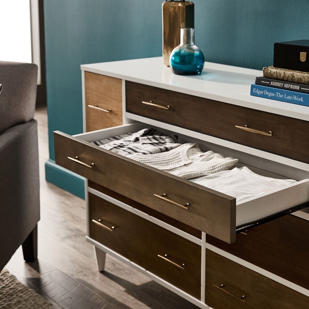 Prudence White and Natural Finish 8 Drawer Dresser by iNSPIRE Q Modern