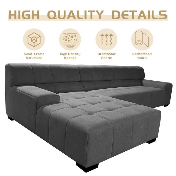 Williamspace Modern Upholstered Sectional Sofa L-shape With Chaise Living Room