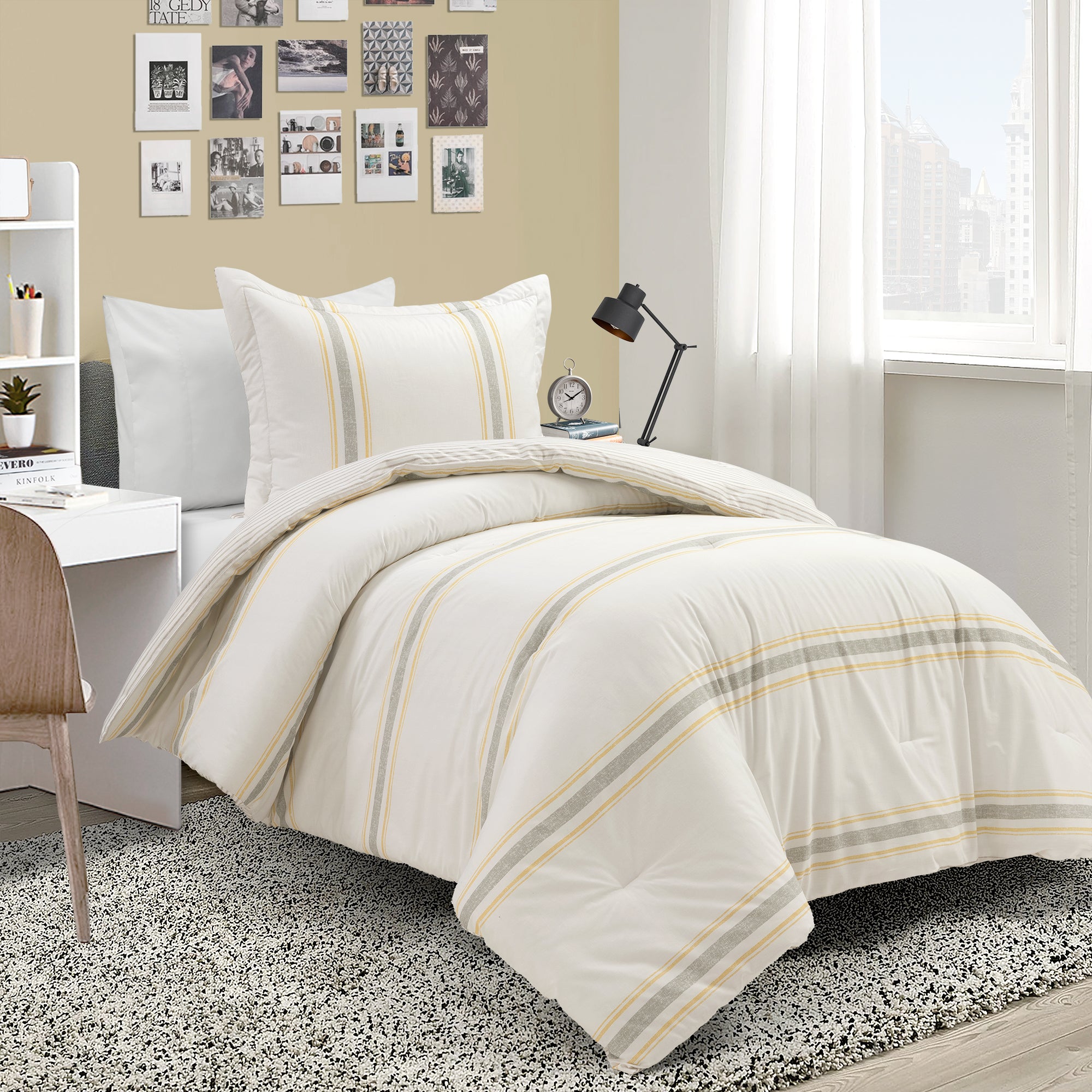 Farmhouse Stripe Cotton Reversible Comforter Set