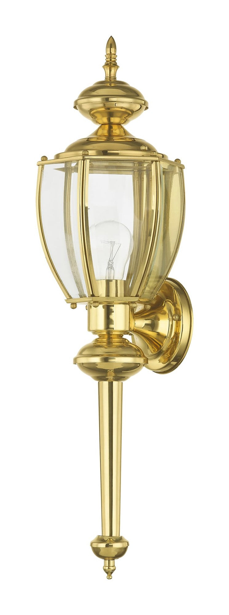 Livex Outdoor Basics 2112-02 Outdoor Wall Lantern - Polished Brass - 7W in.