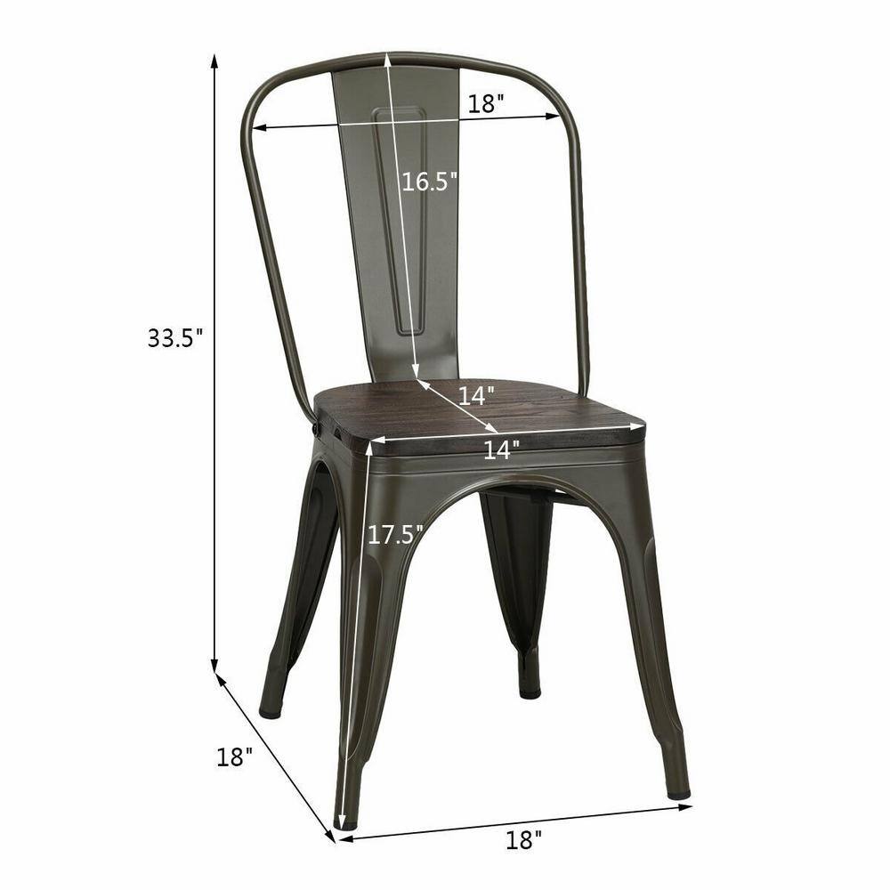 Boyel Living Bronze 17.5 inch Height Metal Dining Chair Stackable with Wood Cushion(Set of 4) HYSN-60716GU