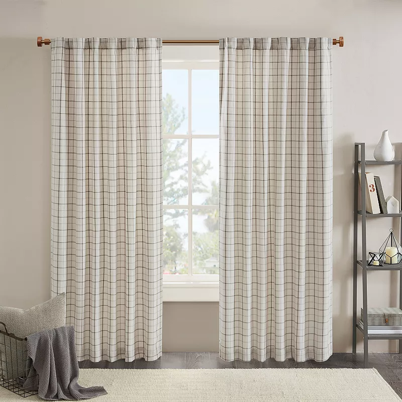 Madison Park Salford Plaid Rod Pocket and Back Tab Light Filtering 1 Window Curtain Panel