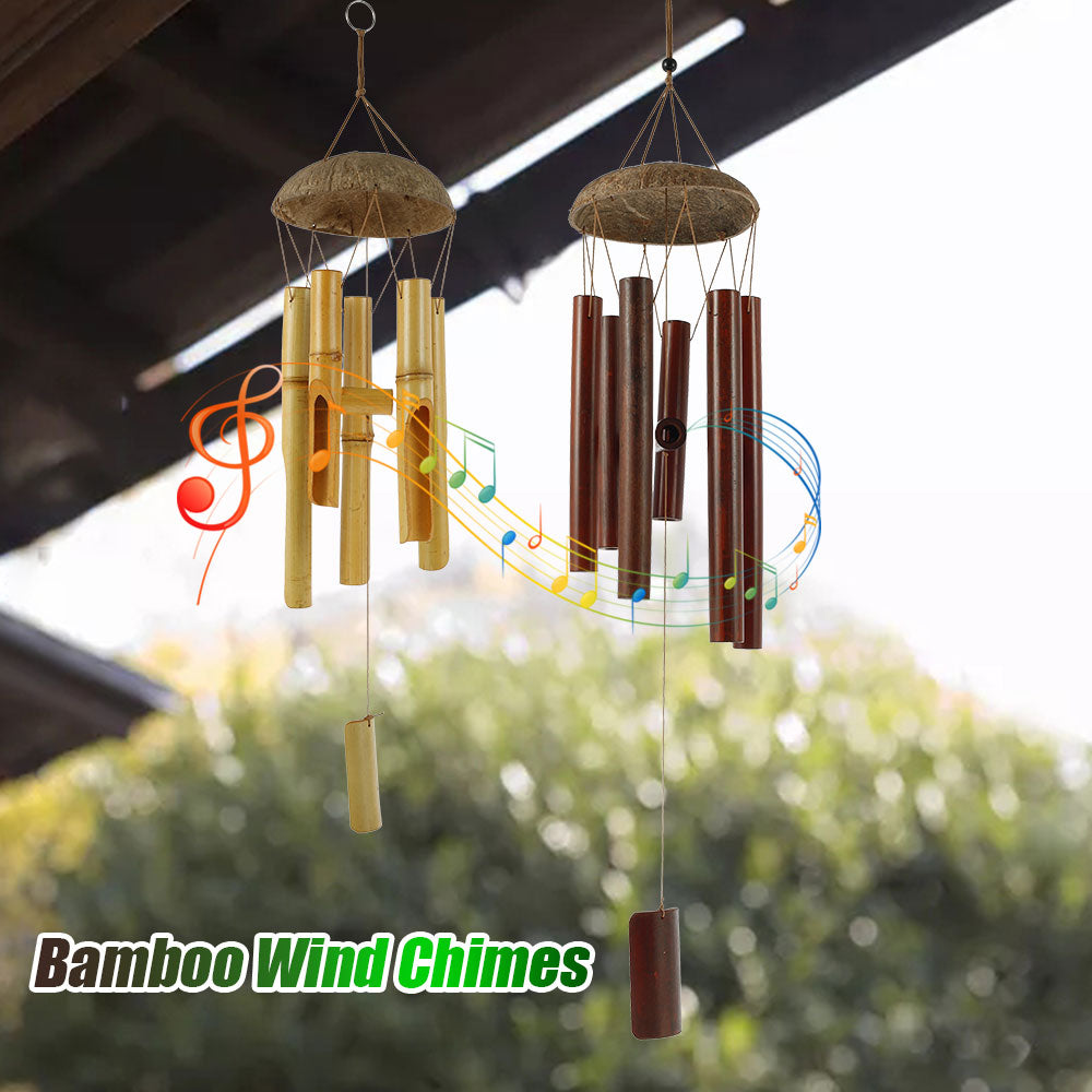 Willstar Bamboo Wind Chime - Outdoor Wooden Windchime - Wood Wind Chimes with Amazing Deep Tone and Natural Relaxation Beautiful Sound for Patio Garden Home Decor