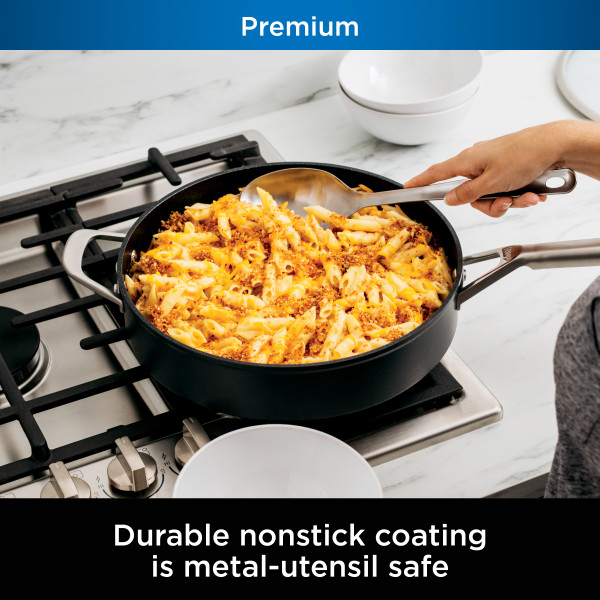 Ninja Foodi NeverStick Premium Hard-Anodized 5-Quart Sauté Pan with Glass Lid - C30150