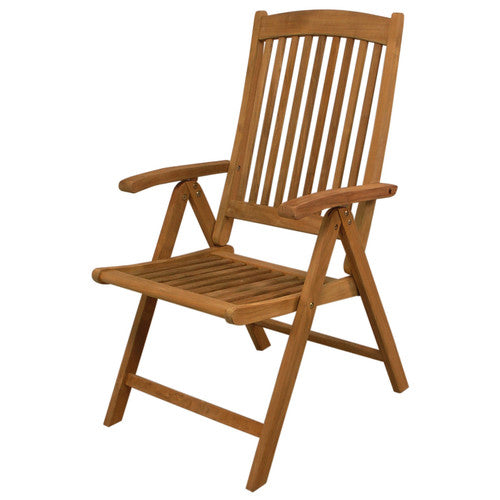 SeaTeak Avalon Folding Multi-Position Deck Chair with Arms, Oiled Finish