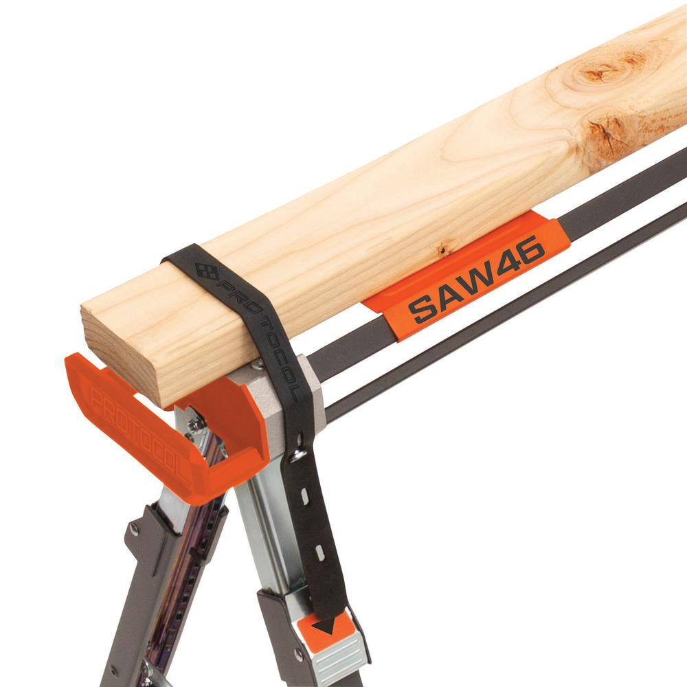 PROTOCOL 46 in. x 29 in. Lightweight Aluminum Adjustable Height Collapsible Sawhorse SAW46