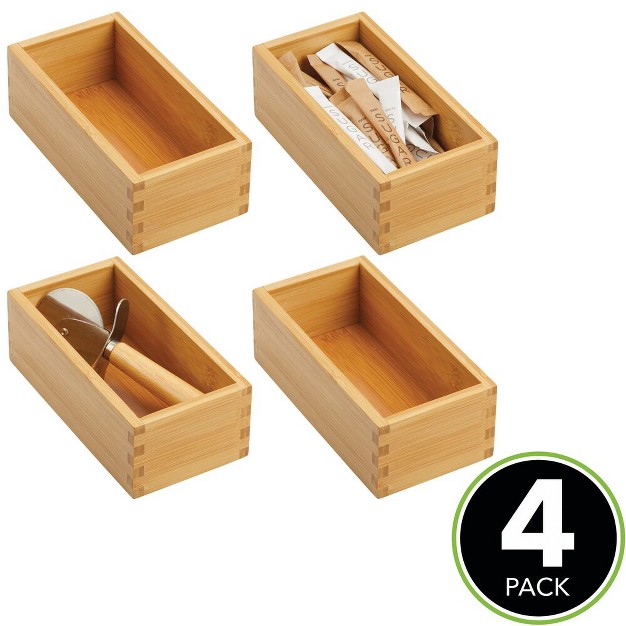 Mdesign Bamboo Kitchen Storage Bin Container Crate Box