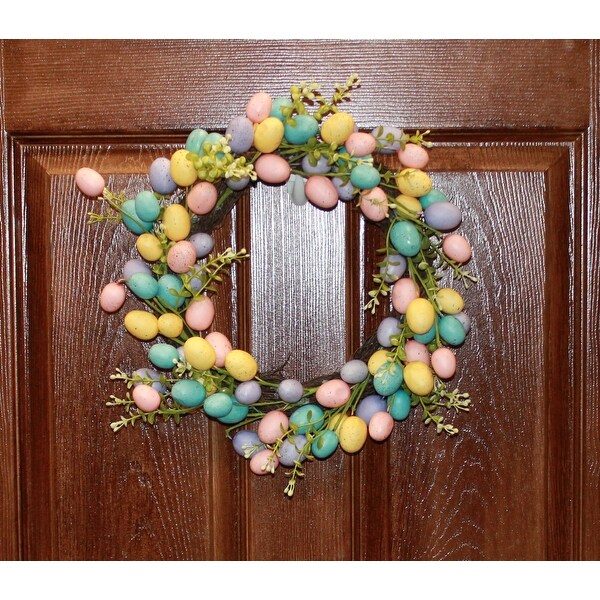 16 Easter Eggs Wreath on Natural Twig Base