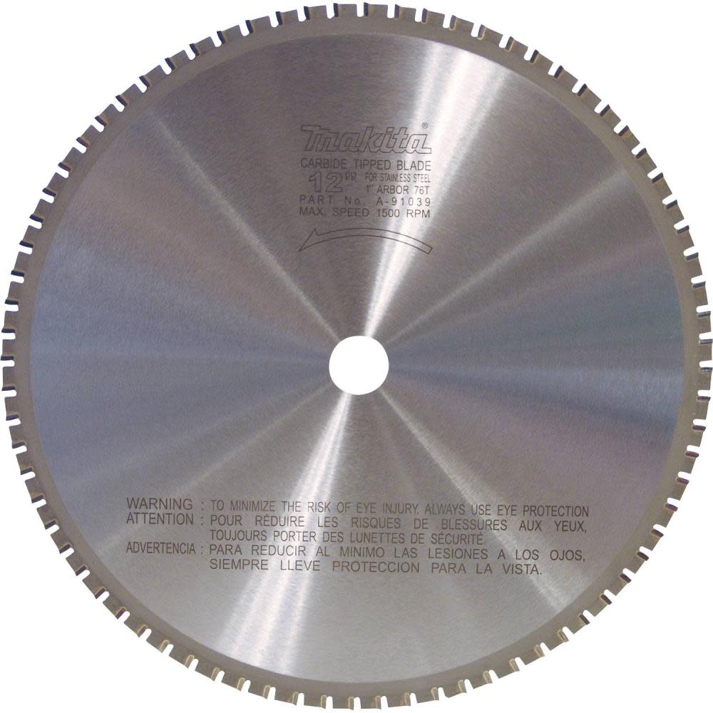 Makita 12 in. (76T) Carbide-Tipped Metal Cutting Blade Stainless Steel A-91039 from Makita