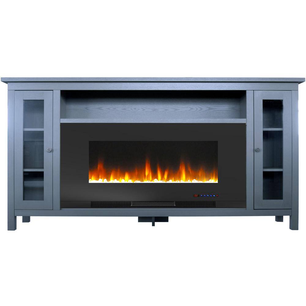 Cambridge Somerset 70 in. Electric Fireplace with Crystal Rock Display in Blue CAM6938-1SBL