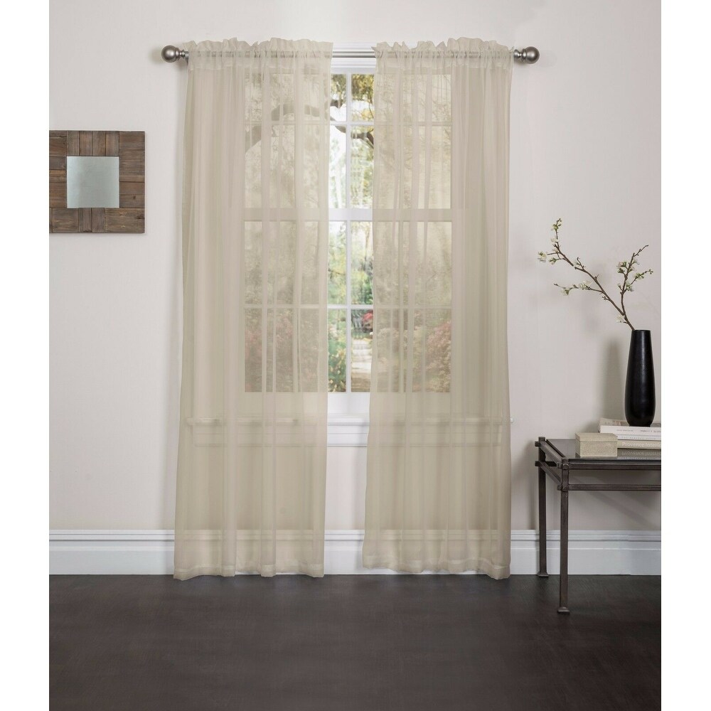 Lisa Solid Sheer Rod Pocket Single Curtain Panel  Window Treatment Light Filtering 55\