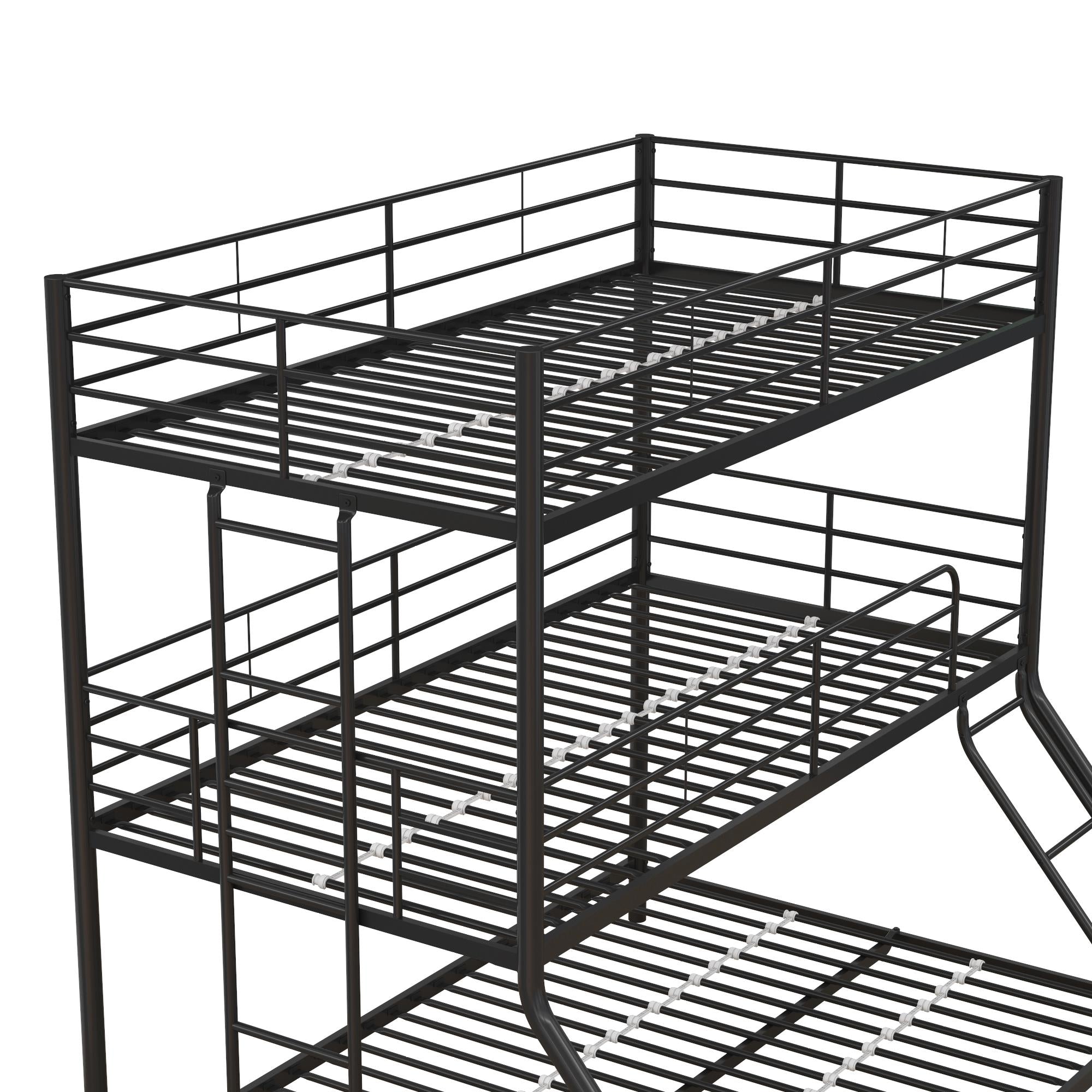 DHP Everleigh Triple Metal Bunk Bed, Twin/Twin/Full, Bed for Kids, Black