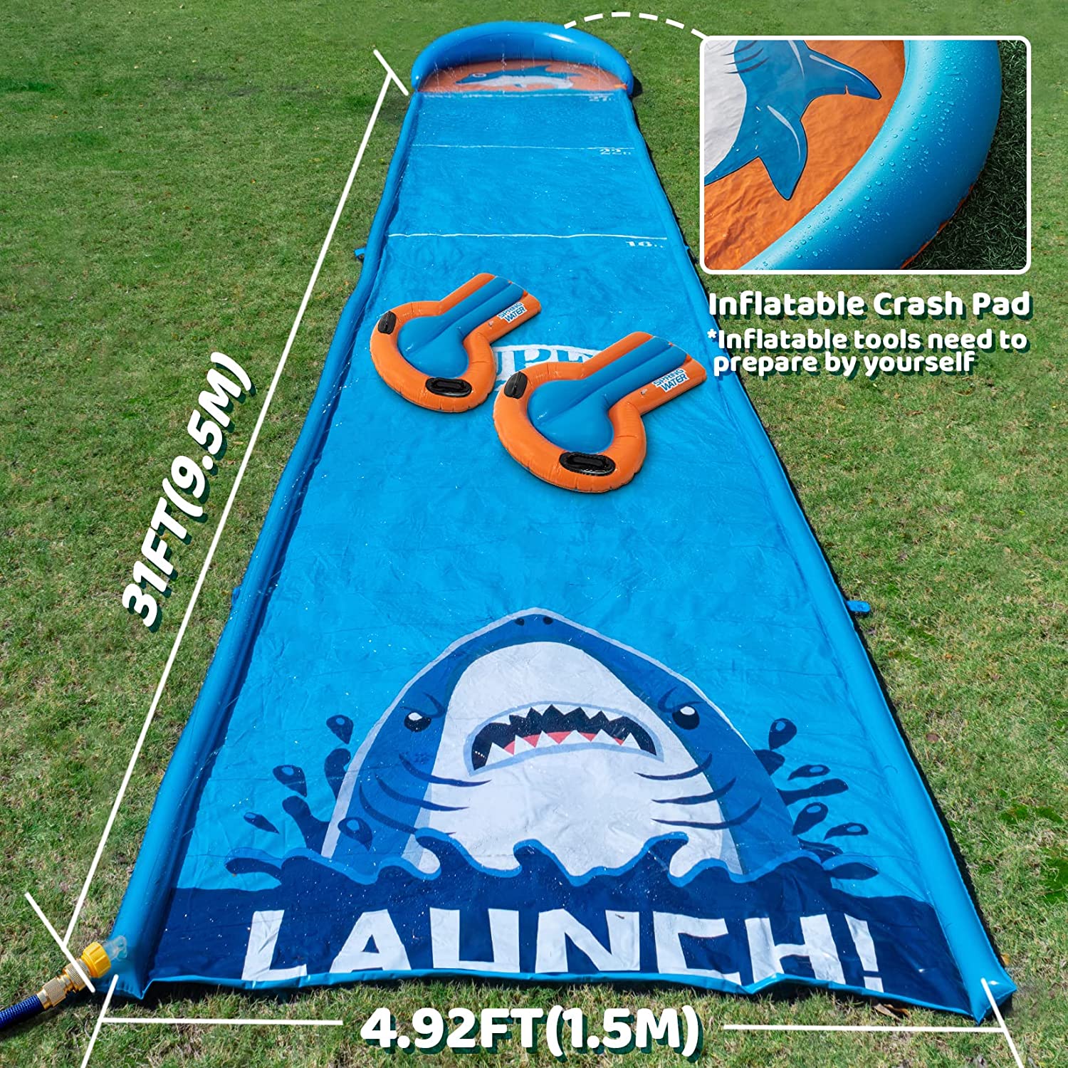 Lavinya Slip Backyard Water Slide with Water Sprayer in Both Side, 31ft Racing Slip with 2 Bodyboards, For Kids Sliding Completion