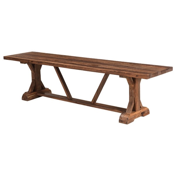 Carson Extotic Solid Sheesham Wood Dining Bench with Trestle Base and Chattermark Finish