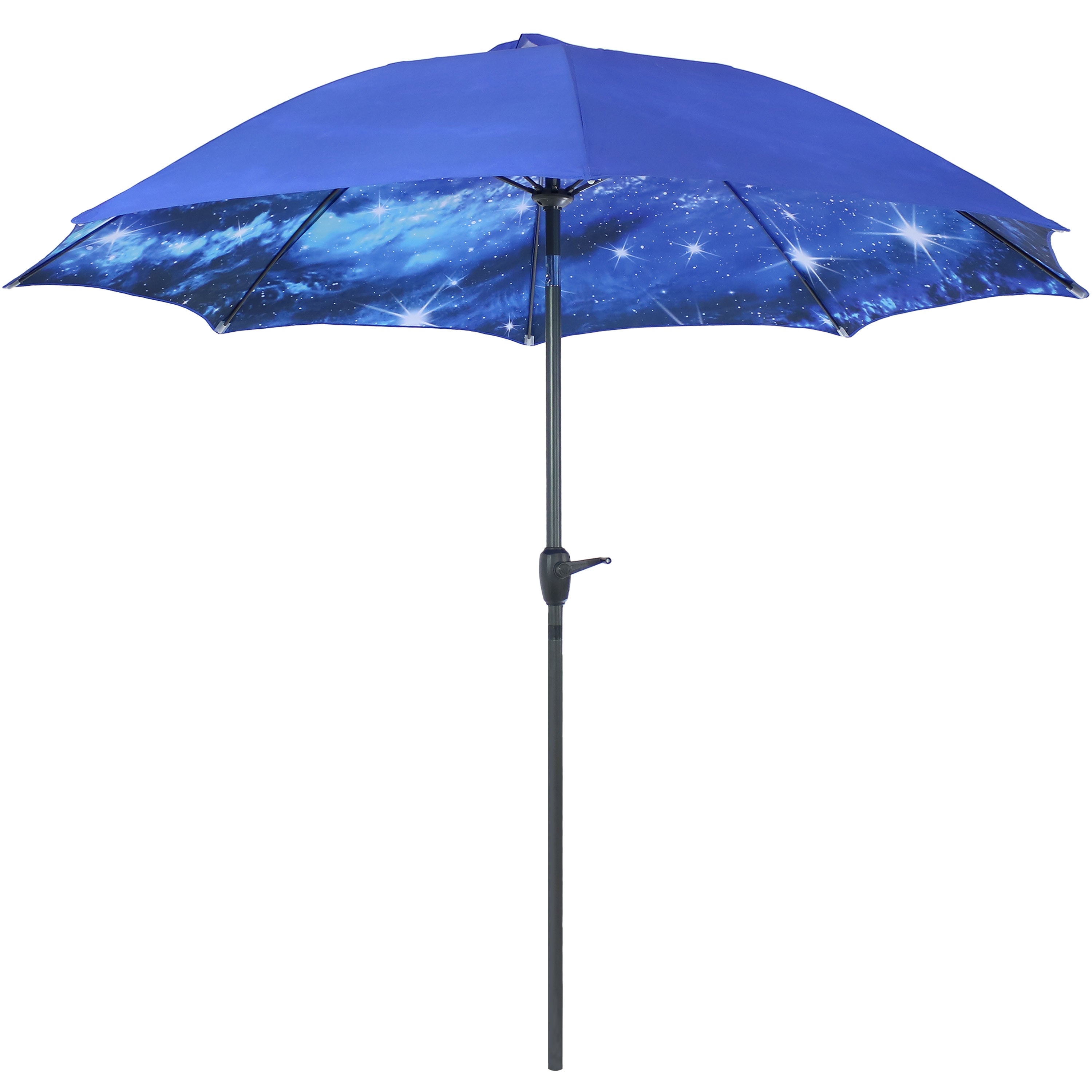 Sunnydaze Outdoor Aluminum Inside Out Patio Umbrella with Push Button Tilt and Crank - 8' - Blue Starry Galaxy