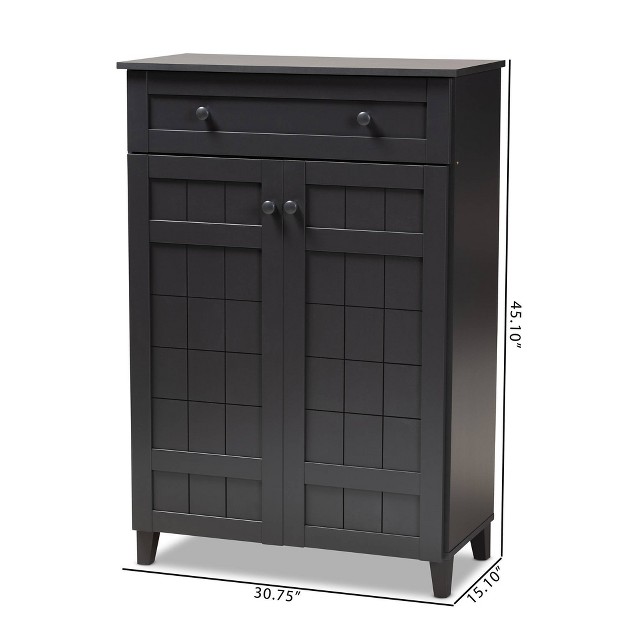 Shelf Wood Shoe Storage Cabinet With Drawer Glidden Finished Black Baxton Studio