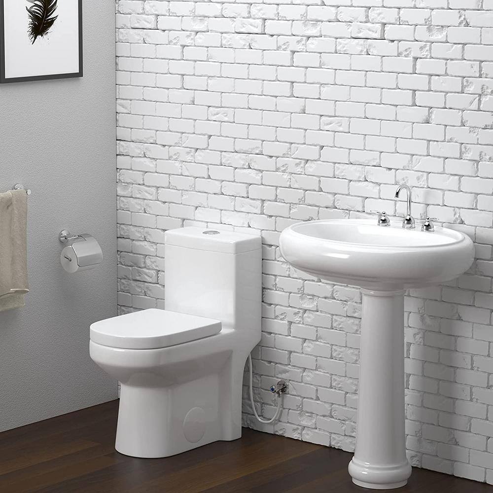 HOROW 1-piece 0.81.28 GPF Dual Flush Round Toilet in White with Durable UF Seat Included HR-0033U