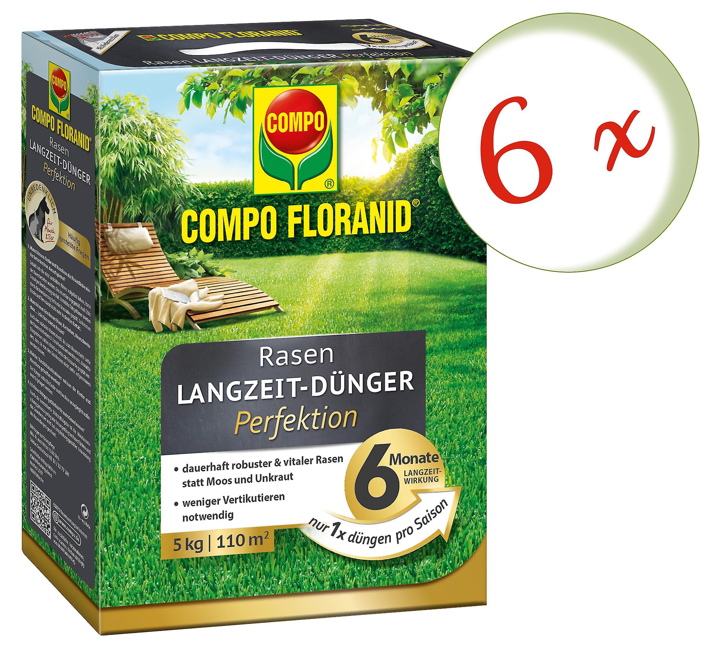 6 x COMPO Floranid?? Rasen-Langzeitd??nger Perfektion， 5 kg