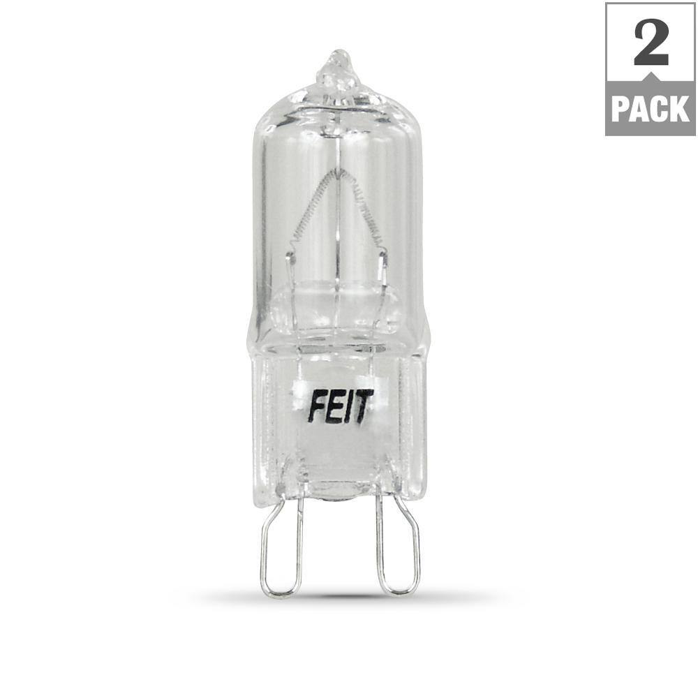 Feit Electric 40-Watt T4 Dimmable G9 Halogen 3000K Bright White (2-Pack) BI-Pin Base Decorative Light Bulb BPQ40G92HDRP