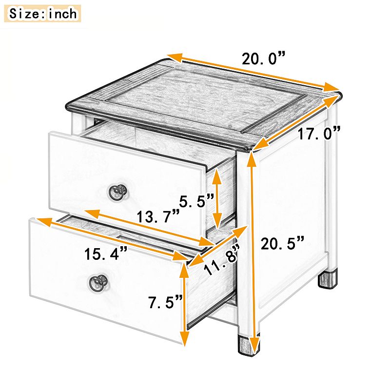 Merax Wooden Nightstand With Two Drawers