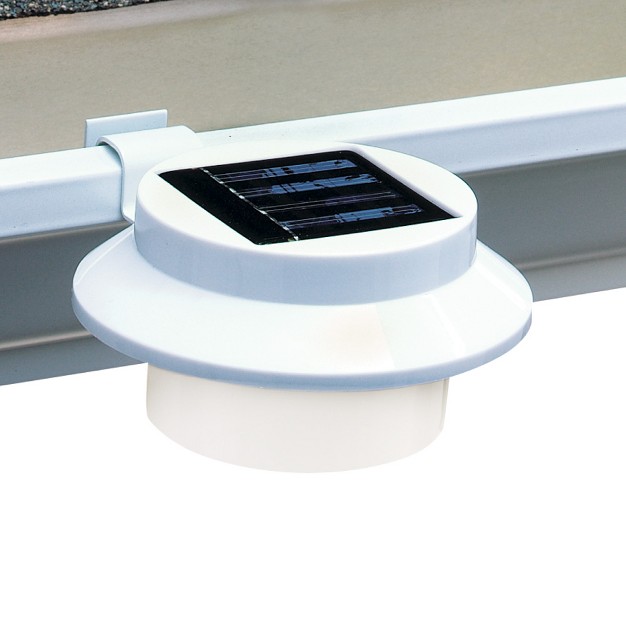 Collections Etc White Clip on Gutter Solar Security Light 4 75 X 4 75 X 2 5