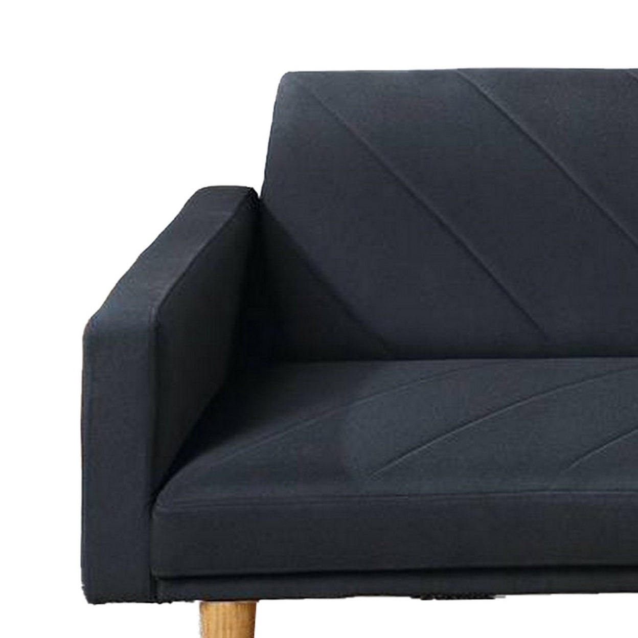 Fabric Adjustable Sofa with Chevron Pattern and Splayed Legs, Black- Saltoro Sherpi