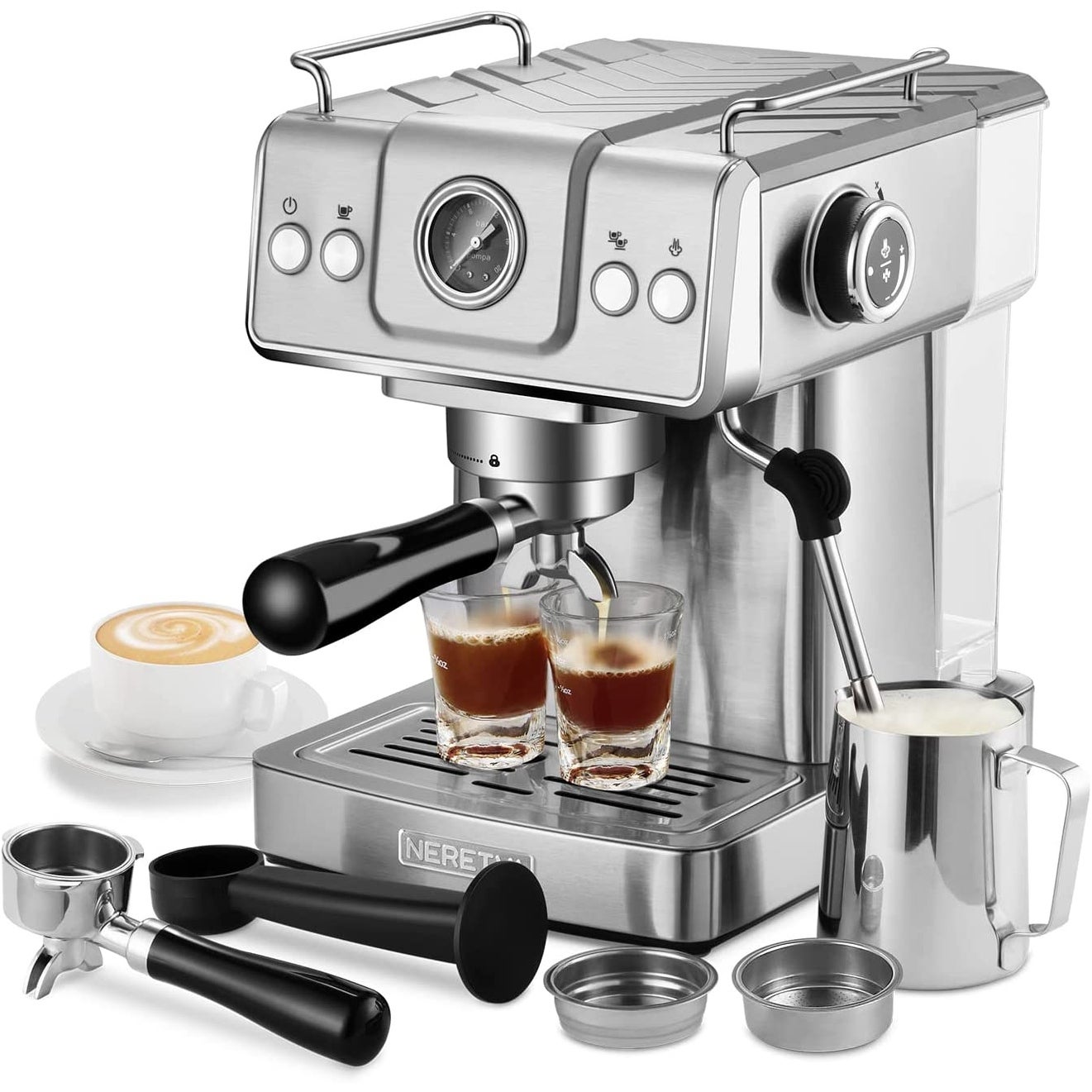 20 Bar Espresso Machine， Expresso Coffee Machine With Milk Foaming Steam Wand