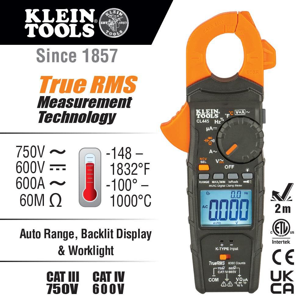 Klein Tools HVAC Clamp Meter CL445 from Klein Tools