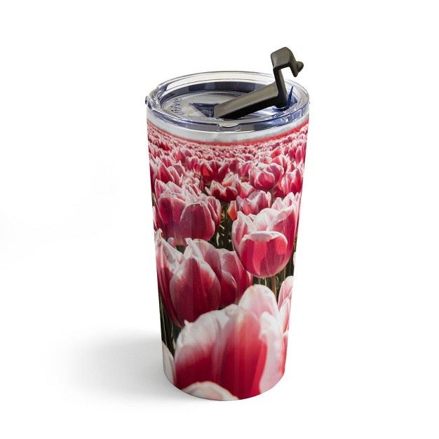 Henrike Schenk Travel Photography Tulip Field In Holland Floral 20 Oz Stainless Steel Travel Mug Deny Designs