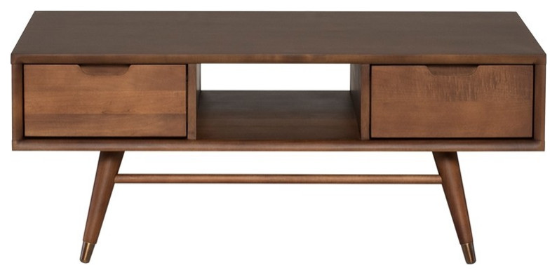 Damiano Coffee Table Walnut   Midcentury   Coffee Tables   by Peachtree Fine Furniture  Houzz