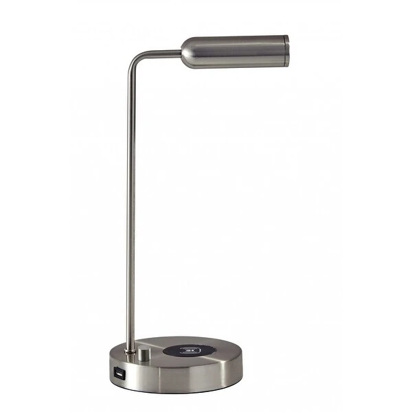 Ultra Sleek Brushed Steel Metal LED Desk Lamp - 6 x 8 x 16.5