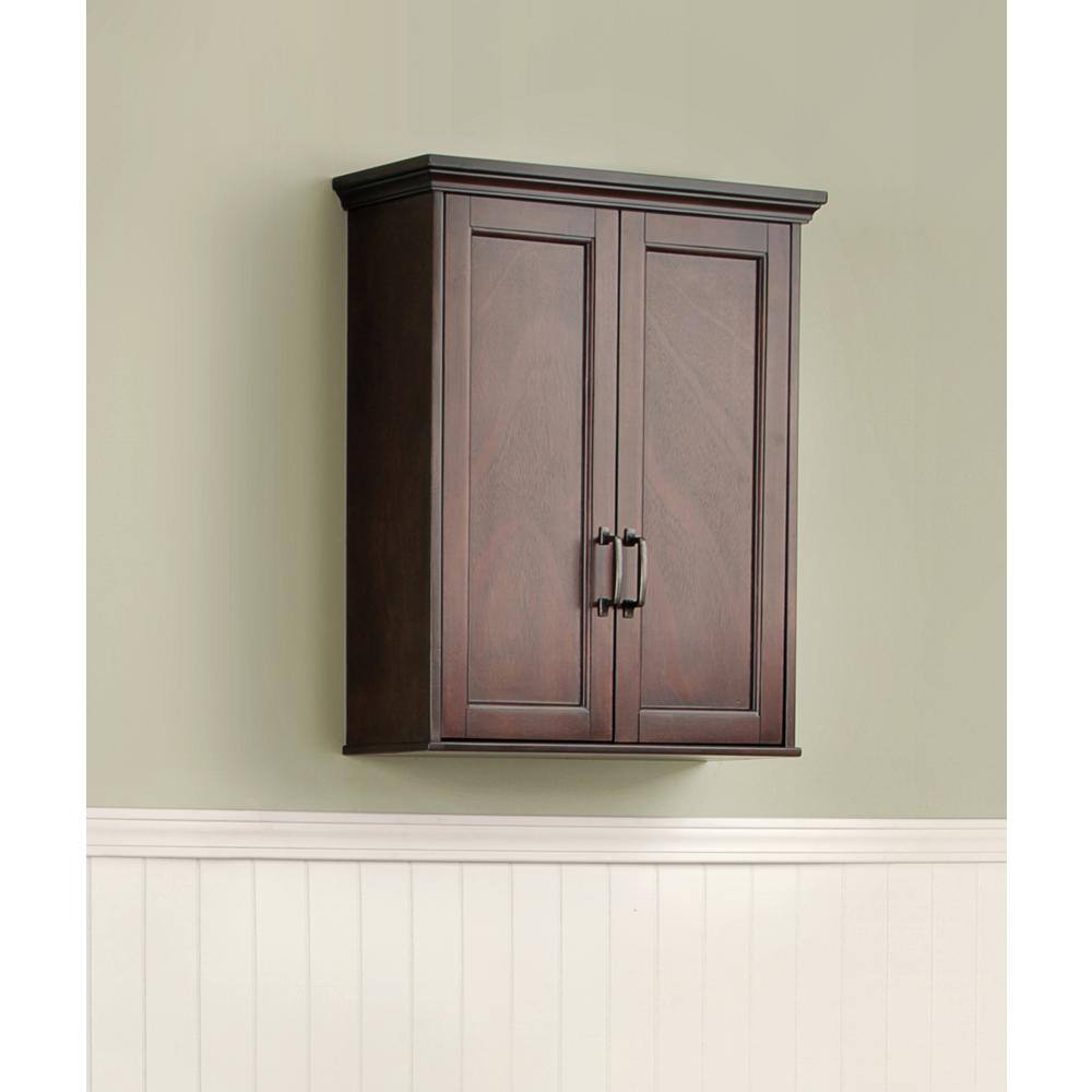 Home Decorators Collection Ashburn 23-12 in. W Bathroom Storage Wall Cabinet in Mahogany ASGW2327