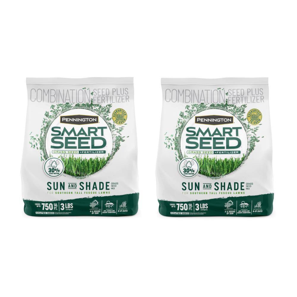 Pennington Smart Seed 3 lbs. Sun and Shade South Grass Seed and Fertilizer (2-Pack) 100543722